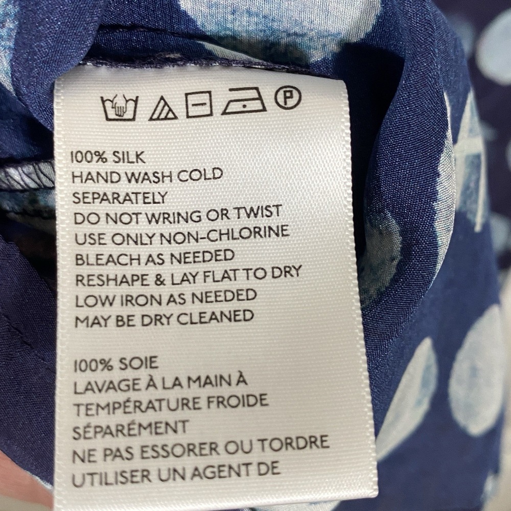 Anthropologie HD in Paris 100% Silk Cut Out Back Moon Phase Blouse in Blue Sz M - Picture 6 of 7